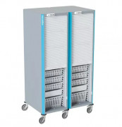 Armoire mobile de stockage double colonne avec 18 bacs à lèvres