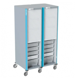 Armoire mobile de stockage double colonne avec bacs à lèvres