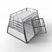 Cage de transport double pour chiens avec séparation et rangement 95 x 90 x 73