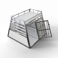 Cage de transport double pour chiens avec séparation et rangement 95 x 90 x 73 Cage de transport double pour chiens avec séparation et rangement 95 x 90 x 73