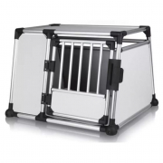 Cage de transport en aluminium et bois pour chien