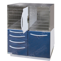 Cage 2 compartiments en acier avec placard et tiroirs Cage 2 compartiments en acier avec placard et tiroirs