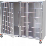 Cage d'hospitalisation avec 2 compartiments et une cloison amovible en acier