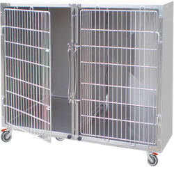 Cage d'hospitalisation avec 2 compartiments et une cloison amovible en acier