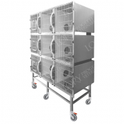 Cage d'hospitalisation en acier 9 places avec passage pour chats