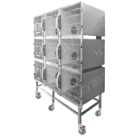 Cage d'hospitalisation en acier 9 places avec passage pour chats Cage d'hospitalisation en acier 9 places avec passage pour chats