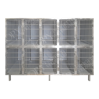 Cage d'hospitalisation en acier avec 10 compartiments