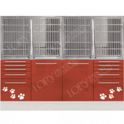Cage d'hospitalisation en acier avec 4 compartiments / mobilier et cloisons amovibles