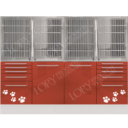 Cage d'hospitalisation en acier avec 4 compartiments / mobilier et cloisons amovibles