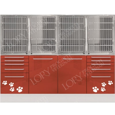 Cage d'hospitalisation en acier avec 4 compartiments / mobilier et cloisons amovibles
