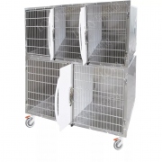 Cage d'hospitalisation en acier avec 5 compartiments et 3 cloisons amovibles