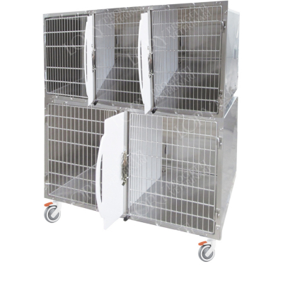 Cage d'hospitalisation en acier avec 5 compartiments et 3 cloisons amovibles