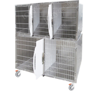 Cage d'hospitalisation en acier avec 5 compartiments et 3 cloisons amovibles