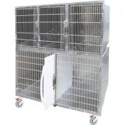 Cage d'hospitalisation en acier avec 5 compartiments et une cloison amovible