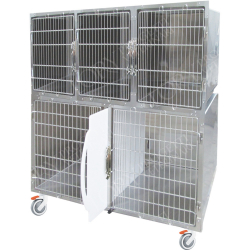 Cage d'hospitalisation en acier avec 5 compartiments et une cloison amovible