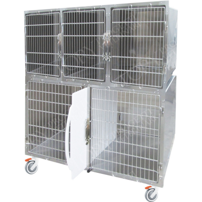 Cage d'hospitalisation en acier avec 5 compartiments et une cloison amovible