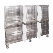 Cage d'hospitalisation en acier avec 6 compartiments et 4 cloisons amovibles