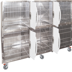 Cage d'hospitalisation en acier avec 6 compartiments et 4 cloisons amovibles