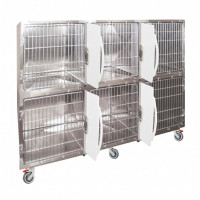 Cage d'hospitalisation en acier avec 6 compartiments et 4 cloisons amovibles Cage d'hospitalisation en acier avec 6 compartiments et 4 cloisons amovibles