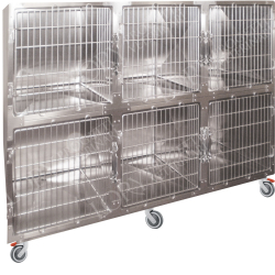 Cage d'hospitalisation en acier avec 6 compartiments sans cloison amovible