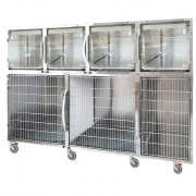 Cage d'hospitalisation en acier avec 7 compartiments et 3 cloisons amovibles