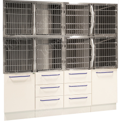 Cage d'hospitalisation en acier avec 8 compartiments et cloisons amovibles