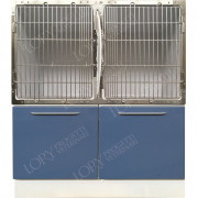 Cage PVC fixe 2 places avec 2 meubles de rangement intégrés