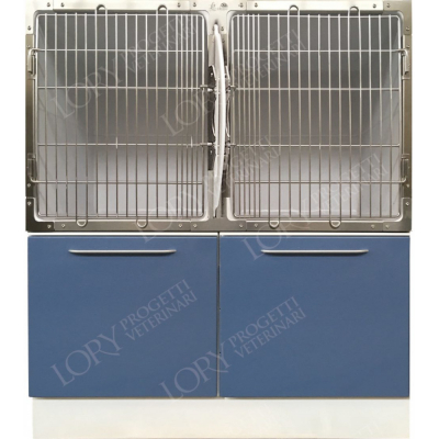Cage PVC fixe 2 places avec 2 meubles de rangement intégrés
