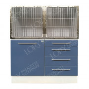 Cage PVC fixe 2 places avec un meuble de rangement et 4 tiroirs