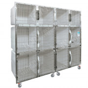 Cage PVC mobile sur roulettes 12 places avec support d'oxygénothérapie inclus
