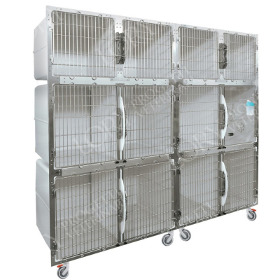 Cage PVC mobile sur roulettes 12 places avec support d'oxygénothérapie inclus
