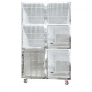Cage PVC mobile sur roulettes 6 places avec support d'oxygénothérapie inclus