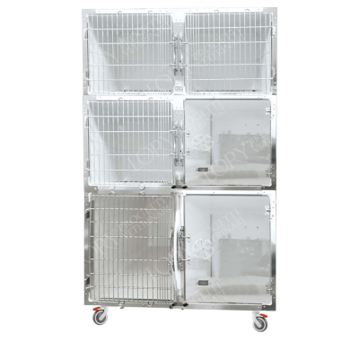 Cage PVC mobile sur roulettes 6 places avec support d'oxygénothérapie inclus
