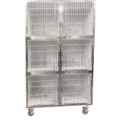 Cage PVC mobile sur roulettes 6 places - Hauteur 198 cm