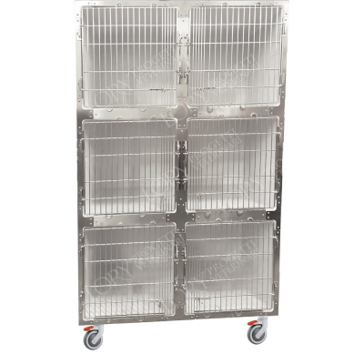 Cage PVC mobile sur roulettes 6 places - Hauteur 198 cm