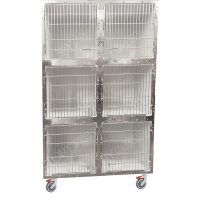 Cage PVC mobile sur roulettes 6 places - Hauteur 198 cm