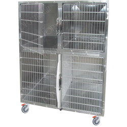 Cages d'hospitalisation en acier avec 4 compartiments avec 1 ou 2 séparations