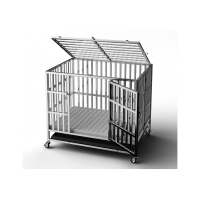 Cage d’intérieur pliante pour chiens – inox avec roues et tapis plastique