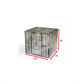 Cage de transport en métal avec plancher bois et tapis caoutchouc – 100 x 90 x 90 cm