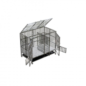 Cage double pliante sur roues avec séparation amovible – inox 304