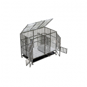 Cage double pliante sur roues avec séparation amovible – inox 304