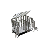 Cage double pliante sur roues avec séparation amovible – inox 304