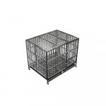 Cage pliante en acier inoxydable pour chien avec roues