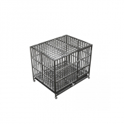 Cage pliante en acier inoxydable pour chien avec roues