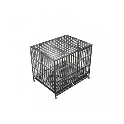 Cage pliante en acier inoxydable pour chien avec roues