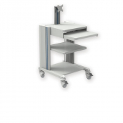 Chariot avec 2 tablettes et support pour clavier et moniteur