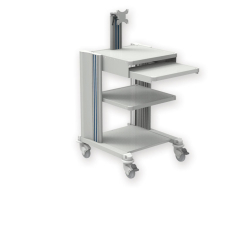 Chariot avec 2 tablettes et support pour clavier et moniteur
