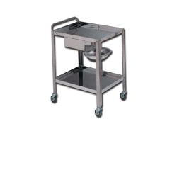 Chariot de soins avec 2 tablettes, un tiroir et porte-cuvette