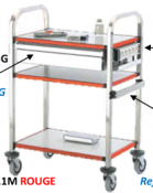 Chariot de soins avec 3 plateaux