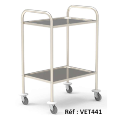 Chariot de soins en Inox avec 2 plateaux